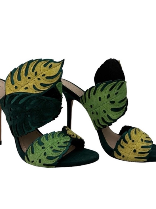 Zara Shoes - Zara Green and Yellow Leaf Cutout High Heel Sandals